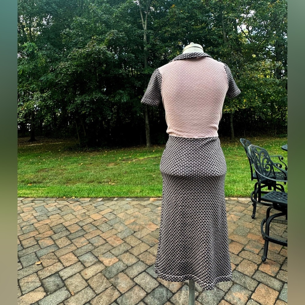 BETSEY JOHNSON PINK BLACK SHORT SLEEVE KNIT MIDI DRESS PUNK ROCK PINUP SMALL - Picture 3 of 6